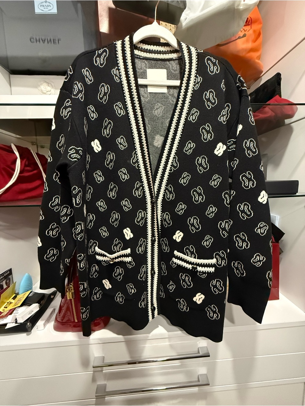 Sandro Black and White Textured cardigan